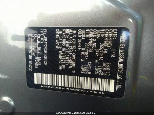 2019 Nissan Armada SV  JN8AY2ND8K9086634